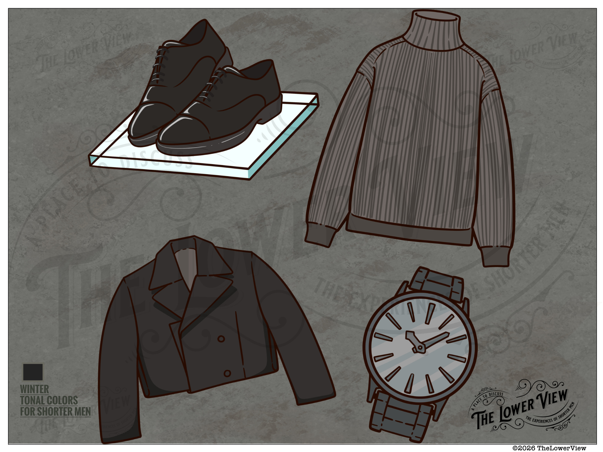 Winter Tonal Color Outfit Ideas For Shoter Men - Black